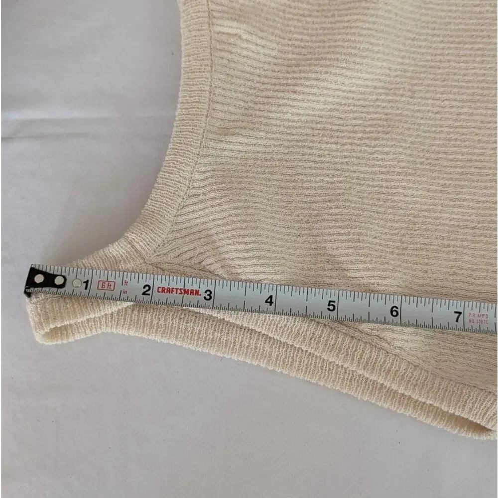 Coiplanet Top Womens Cream Sleeveless Knit Slim Fit Tank
